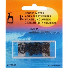 GOEDKOOP: Haken en Ogen Zwart - 14 stuks