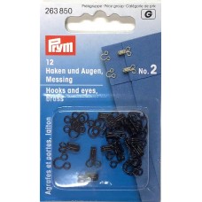 Haken en Ogen Nr.2 Zwart - 12 stuks