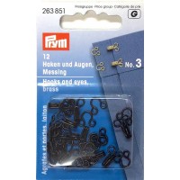 Haken en Ogen Nr. 3 Zwart - 12 stuks