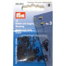 Haken en Ogen Nr. 3 Zwart - 12 stuks