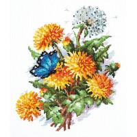 Goedkoop borduurpakket met telpatroon - Paardebloemen 