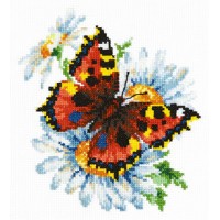 Borduurpakket met telpatroon - Margriet met vlinder 