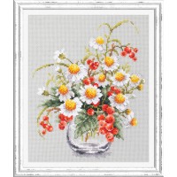 Goedkoop borduurpakket met telpatroon - Margrieten