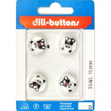 OPRUIMING: Kinderknoop panda 15 mm - 4 stuks OP=OP