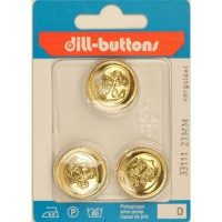 Knoop goud anker - 23 mm, 3 stuks 
