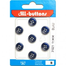 Knoop blauw 11 mm - 7 stuks