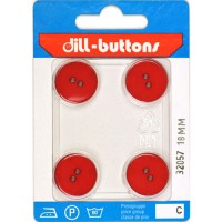 Knoop rood 18 mm - 4 stuks