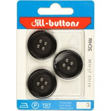 Knoop zwart 25 mm - 3 stuks