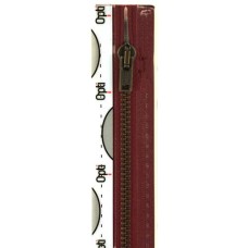 OPRUIMING: Fijne metalen rits- antiek goud - Bordeaux 20cm 