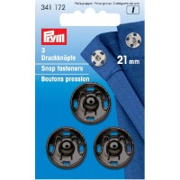 Drukknopen vernaaibaar zwart 21mm - 3 stuks