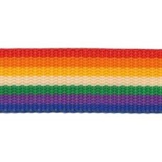 GOEDKOOP: Tassenband 25mm Regenboog - Stevig band, per meter