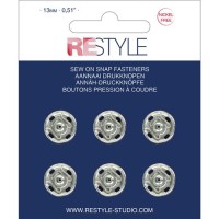 Drukknopen vernaaibaar zilver 13mm - 6 stuks Drukknopen vernaaibaar zilver 13mm - 6 stuks