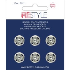 Drukknopen vernaaibaar zilver 13mm - 6 stuks Drukknopen vernaaibaar zilver 13mm - 6 stuks