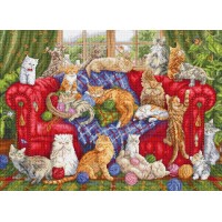 Borduurpakket met telpatroon - Kattencafé