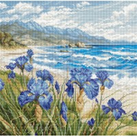 Borduurpakket met telpatroon - Blauw uitzicht