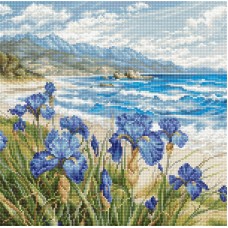 Borduurpakket met telpatroon - Blauw uitzicht