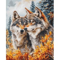Borduurpakket met telpatroon - Wolvenpaar