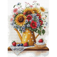 Borduurpakket met telpatroon - Zomerbloemen