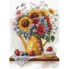 Borduurpakket met telpatroon - Zomerbloemen