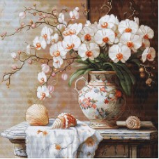 Borduurpakket met telpatroon - Elegante Orchidee