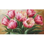 Borduurpakket met telpatroon - Sierlijke tulpen
