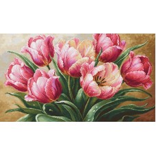 Borduurpakket met telpatroon - Sierlijke tulpen
