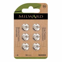 Drukknopen vernaaibaar zilver 13mm - 6 stuks