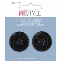 Drukknopen vernaaibaar zwart 30mm - 2 stuks