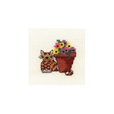 Borduurpakketje vanaf 7 jaar: Kat met bloempot