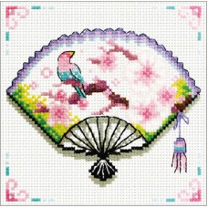 Voorbedrukt borduurpakket - Cherry Blossom Fan