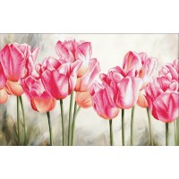 Pink Tulips - Voorbedrukt borduurpakket 