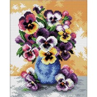 Vase of Pansies - Voorbedrukt borduurpakket 