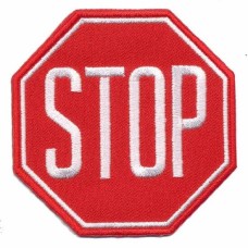 Strijkplaatje STOP- Opstrijkbare kledingapplicatie - Embleem