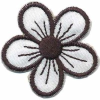 Applicatie Bloem Zwart wit- Vernaaibare kledingapplicatie