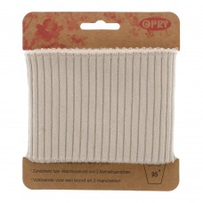 Boordstof Ribbel Grof Beige 1,10m - Voor boord en manchetten