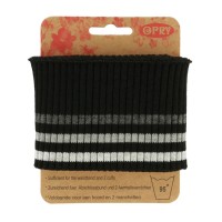 Boordstof Ribbel Grof Grijs/Zwart 1,10m - Voor boord en manchetten