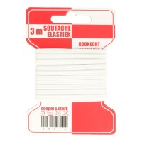 GOEDKOOP: Smal Elastiek 3mm wit - 3 meter soutache elastiek