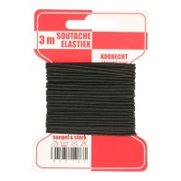 GOEDKOOP: Smal Elastiek 3mm zwart - 3 meter soutache elastiek