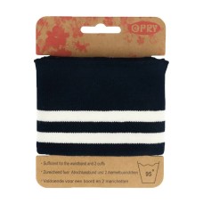 Boordstof Gestreept Blauw Wit 1,10m - Voor boord en manchetten