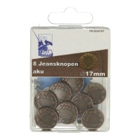 OPRUIMING: Jeansknopen 17mm - 8 stuks - OP=OP