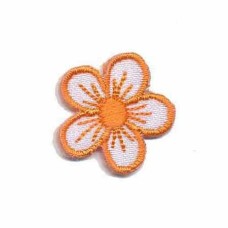 Applicatie Bloemetje Oranje Wit - Klein strijkplaatje