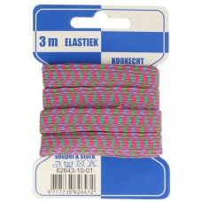 Color Elastiek 10mm Roze-Groen-Blauw - OP=OP