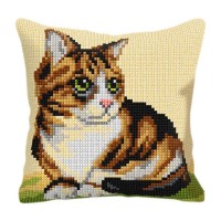 Kussenpakket Poes - Voorbedrukt borduurkussen incl garen 