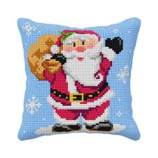 Kussenpakket Kerstman - Voorbedrukt borduurkussen incl garen