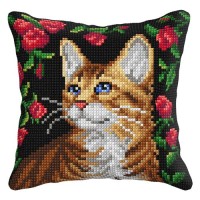 Kussenpakket Kat - Voorbedrukt borduurkussen incl garen 