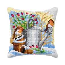 Kussenpakket Vogeltjes - Voorbedrukt borduurkussen incl garen