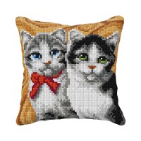 Kussenpakket Katten - Voorbedrukt borduurkussen incl garen 