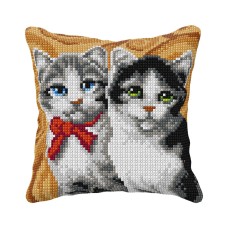 Kussenpakket Katten - Voorbedrukt borduurkussen incl garen 