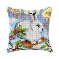 Kussenpakket Winterkonijn - Voorbedrukt borduurkussen incl garen