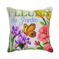 Kussenpakket Fleurs - Voorbedrukt borduurkussen incl garen